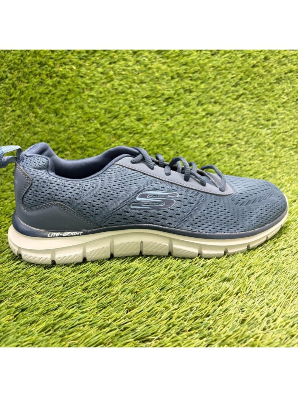 Skechers Track Leshur Mens Size 9 Blue White Athletic Running Shoes Sneakers